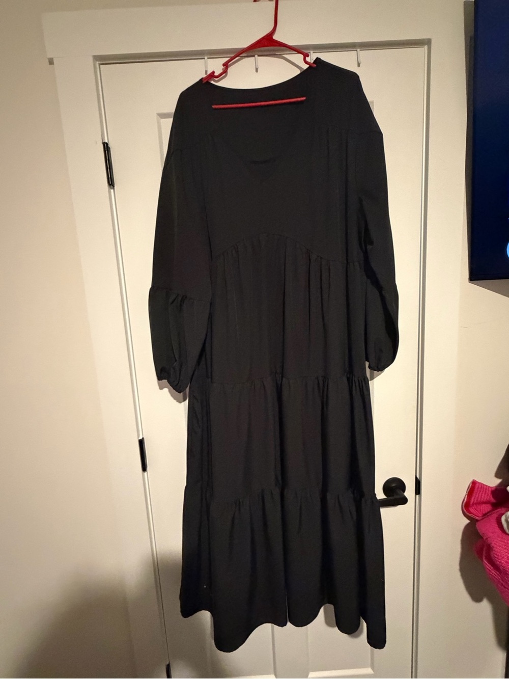 SHEIN Black Long Sleeve Tiered Maxi Dress